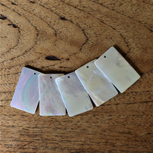 Load image into Gallery viewer, White MOP, Dog Tags, Plates, Name Tags, Axe Heads, Machetes, Love Hearts, Yokes, Drops, Tears, Tiles, Ovals, Shields, Donuts, Shards, Claws, Shields, Buttons, Teardrops, Raindrops, Mother of Pearl Shell, MOP, White, Gold, Pink, Brown, Black, Green, Rain, Abalone, Green Abalone, Trochus, Cowrie Shell, Green Lip Mussel, Pink Lip Mussel, Paua Shell, Necklace, Earrings, Jewellery, West Australia, Black Abalone, Beader, Artisans, Jewellery-Making, Key Rings, Beads, Rings, North Western Australia, North,