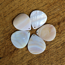 Load image into Gallery viewer, Pink Mother of Pearl, Dog Tags, Plates, Name Tags, Axe Heads, Machetes, Love Hearts, Yokes, Drops, Tears, Tiles, Shields, Donuts, Shards, Claws, Shields, Buttons, Teardrops, Raindrops, Mother of Pearl Shell, MOP, White, Gold, Pink, Brown, Black, Rain, Pau Shell, Abalone, Green Abalone, Trochus, Cowrie Shell, Green Lip Mussel, Pink Lip Mussel, Necklace, Earrings, Jewellery, West Australia, Black Abalone, Beader, Artisans, Jewellery-Making, Key Rings, Bead