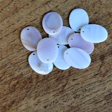 Load image into Gallery viewer, Pink Mother of Pearl, Dog Tags, Plates, Name Tags, Axe Heads, Machetes, Love Hearts, Yokes, Drops, Tears, Tiles, Ovals, Shields, Donuts, Shards, Claws, Shields, Buttons, Teardrops, Raindrops, Mother of Pearl Shell, MOP, White, Gold, Pink, Brown, Black, Green, Rain, Abalone, Green Abalone, Trochus, Cowrie Shell, Green Lip Mussel, Pink Lip Mussel, Pau Shell, Necklace, Earrings, Jewellery, West Australia, Black Abalone, Beader, Artisans, Jewellery-Making, Key Rings, Beads,