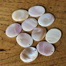 Load image into Gallery viewer, Pink MOP, Dog Tags, Plates, Name Tags, Axe Heads, Machetes, Love Hearts, Yokes, Drops, Tears, Tiles, Ovals, Shields, Donuts, Shards, Claws, Shields, Buttons, Teardrops, Raindrops, Mother of Pearl Shell, MOP, White, Gold, Pink, Brown, Black, Green, Rain, Abalone, Green Abalone, Trochus, Cowrie Shell, Green Lip Mussel, Pink Lip Mussel, Pau Shell, Necklace, Earrings, Jewellery, West Australia, Black Abalone, Beader, Artisans, Jewellery-Making, Key Rings, Beads,