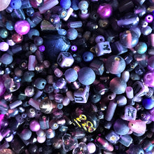 Load image into Gallery viewer, Purple, Blackberry, Violet, Fuchsia, Ruby, Magenta, Indigo, Mauve, Lilac, Glass, White Metal, Worldwide, Bone, Shells, Tubes, Rounds, Cubes, Bicones, Hearts, Ovals, Drops, Frosted, India, China, Indonesia, Cylinder, Silver Foil, Jewellery, Earrings, Necklaces, Bracelets, Opaque, Transparent, Twists, Frosted,