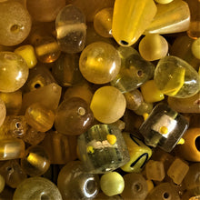 Load image into Gallery viewer, Yellow, Mustard, Lemon, Dijon, Pineapple, Maize, Saffron, Chartreuse, Gold, Citrine, Jasmine, Sun, Jonquil, Canary, Dandelion, Corn, Blonde, Sunflower, Glass, White Metal, Worldwide, Bone, Shell, Tubes, Rounds, Cubes, Bicones, Hearts, Ovals, Drops, Frosted, India, China, Indonesia, Cylinder, Silver Foil, Jewellery, Earrings, Necklaces, Bracelets, Opaque, Transparent, Twists, Frosted,