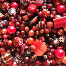 Load image into Gallery viewer, Red, Scarlet, Siam, Rose, Crimson, Cerise, Ruby, Raspberry, Tomato, Burgundy, Blood, Glass, White Metal, Worldwide, Bone, Shell, Tubes, Rounds, Cubes, Bicones, Hearts, Ovals, Drops, Frosted, India, China, Indonesia, Cylinder, Silver Foil, Jewellery, Earrings, Necklaces, Bracelets, Opaque, Transparent, Twists, Frosted,