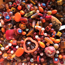 Load image into Gallery viewer, Tangerine, Orange, Squash, Carrot, Yam, Marmalade, Gold, Topaz, Bronze, Tawny, Amber, Persimmon, Peach, Apricot, Marigold, Sunglow, Squash,  Glass, White Metal, Worldwide, Bone, Shell, Tubes, Rounds, Cubes, Bicones, Hearts, Ovals, Drops, Frosted, India, China, Indonesia, Cylinder, Silver Foil, Jewellery, Earrings, Necklaces, Bracelets, Opaque, Transparent, Twists, Frosted,