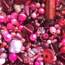 Load image into Gallery viewer, Pink, Salmon, Blossom, Cerise, Rose, Magenta, Coral, Fuchsia, Glass, White Metal, Worldwide, Bone, Shell, Tubes, Rounds, Cubes, Bicones, Hearts, Ovals, Drops, Frosted, India, China, Indonesia, Cylinder, Silver Foil, Jewellery, Earrings, Necklaces, Bracelets, Opaque, Transparent, Twists, Frosted,