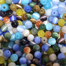 Load image into Gallery viewer, Indian, Transparent, Round, Cat’s Eye, Purple, Pink, Orange, Multi-Coloured, Mix, Lemon, India, Green, Global, Beads, Glazed, Glass, Collection, Cat's, Eye, Aqua, 6mm