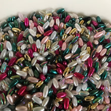 Load image into Gallery viewer, Plastic, Rice, Pearls, Gold, Green AB, Clear, Gold, Cream, Purple, Magenta, Teal, Pink, Gold, Silver, Green AB, Clear, White, and Black, Rice Pearls, Rosaries, Suncatchers, Bead Curtains, Jewellery, Key Rings, Necklaces, Bracelets, Art Projects, Counting, Teaching, Nippers, Taiwan, Asia, Plastic Pearl, Worldwide,