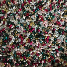 Load image into Gallery viewer, Plastic, Rice, Pearls, Gold, Green AB, Clear, Gold, Cream, Purple, Magenta, Teal, Pink, Gold, Silver, Green AB, Clear, White, and Black, Rice Pearls, Rosaries, Suncatchers, Bead Curtains, Jewellery, Key Rings, Necklaces, Bracelets, Art Projects, Counting, Teaching, Nippers, Taiwan, Asia, Plastic Pearl, Worldwide,
