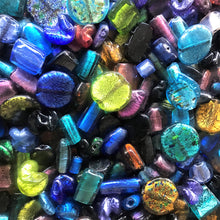 Load image into Gallery viewer, Glass, Silver Foil, Indian, Tribal, Ethnic, India, Faceted, 4.5 kilos, Bicones, Rounds, Ovals, Twists, Drops, Black, Tubes, Cubes, Tabular, Opaque, Transparent, Speckled, Frosted, Silver Foil, Frosted, Necklaces, Bracelets, Earrings, Necklaces, Bead Curtain, Suncatcher, Multicolours,