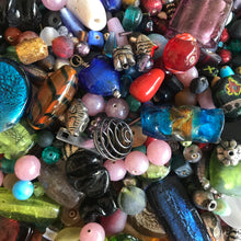 Load image into Gallery viewer, Glass, Bone, Silver Foil, Resin, Indian, Sandcast, Tribal, Ethnic, Rastas, Hand Carved, Malas, Prayer Beads, Faceted, Crystal, Rocaille, 2 kilos, Kashmiri, Ghana, Nigeria, Himalayas, Tibet, Nepal, Pakistan, Indonesia, Czech Republic, Bicones, Rounds, Ovals, Twists, Drops, Tubes, Cubes, Tabular,  Opaque, Transparent, Speckled, Frosted, Silver Foil, Hand-Carved, Frosted Necklaces, Bracelets, Earrings, Necklaces, Bead Curtain, Suncatcher, Multicolours