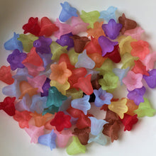 Load image into Gallery viewer, Purple, Pink, Siam, Red, Blue, Topaz, Teal, Yellow, Plastic, Flowers, Five-Petal, Frosted, Bracelets, Necklaces, Bead Curtains, Suncatchers, Beads, China, Mix, Collection, 12mm, 16mm, Multicoloured,