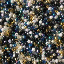 Load image into Gallery viewer, Plastic, Beads, Multicoloured, Mixed, Assorted, Collection, Taiwan, Asian, Transparent, Black, Whitby Jet, Jet Black, Black Knight, Charcoal, Silver, Purple, Blackberry, Violet, Fuchsia, Gold,  Aqua, Baby Blue, Azure, Pale Turquoise, Aquamarine, Rosaries, Suncatchers, Bead Curtains, Jewellery, Key Rings, Necklaces, Bracelets, Art Projects, Counting, Teaching,