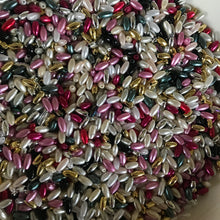 Load image into Gallery viewer, Plastic, Rice, Pearls, Beads, Gold, Green AB, Clear, Gold, Cream, Purple, Magenta, Teal, Pink, Gold, Silver, Green AB, Clear, White, and Black, Rice Pearls, Rosaries, Suncatchers, Bead Curtains, Jewellery, Key Rings, Necklaces, Bracelets, Art Projects, Counting, Teaching, Nippers, Taiwan, Asia, Plastic Pearl, Worldwide,