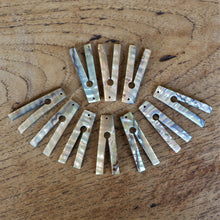 Load image into Gallery viewer, Green Abalone, Keyhole, Dog Tags, Plates, Name Tags, Axe Heads, Machetes, Love Hearts, Yokes, Drops, Tears, Tiles, Ovals, Shields, Donuts, Shards, Claws, Shields, Vee Sticks, Clothes Pegs, Matchsticks, Buttons, Teardrops, Raindrops, Mother of Pearl Shell, MOP, White, Gold, Pink, Brown, Black, Green, Rain, Abalone, Green Abalone, Trochus, Cowrie Shell, Green Lip Mussel, Pink Lip Mussel, Paua Shell, Necklace, Earrings, Jewellery, West Australia, Black Abalone, Beader, Artisans, Jewellery-Making,