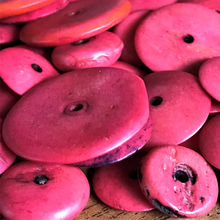 Load image into Gallery viewer, India, Beads, Jewellery Making, Collection, Necklace, Dyed, Bracelet, Black, Water Buffalo, Bone, Buffalo, Asia, Thailand, Borneo, Indonesia, China, Costume Jewellery, Craft, Art, Pink, Projects, Dark Pink, Saucer Discs,