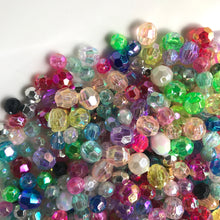 Load image into Gallery viewer, Plastic, Beads, Multicoloured, Mixed, Assorted, Collection, Taiwan, Asian, Transparent, Gold, Red, Orange, Topaz, Yellow, Mustard, Blue, Capri, Cerulean, Navy, Aqua, Sapphire, Black, Pink, Purple, Jet Black, Pale Brown, Pale Blue, Silver, Green, Silver Grey, Charcoal, Teal, Lime, Forest Green, Mint, Amazon, Avocado, Chartreuse, Violet, Fuchsia, Magenta, Indigo, Rosaries, Suncatchers, Bead Curtains, Jewellery, Key Rings, Necklaces, Bracelets, Art Projects, Counting, Teaching,