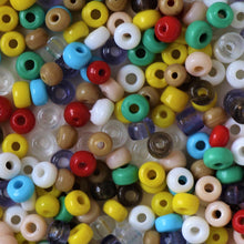 Load image into Gallery viewer, Ivory, Beige, Yellow, Clear, Green, Red, Blue, Navy, Brown, White, Black, Glass, Pony, India, Indian, Varanasi, Jewellery, Bracelet, Necklace, Earrings, Bead Curtain, Suncatcher, 9mm, Opaque, Glazed, Transparent, 5mm, Collection, Mix, Purple,