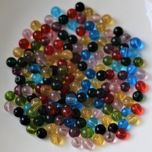 Load image into Gallery viewer, Mix, Jewellery Making Supplies, Jewellery, Indian, Varanasi, Round, Beads, Glass, Multicoloured, Collection, Art Projects, 8mm, Suncatchers, Bead Curtains, Necklaces, Bracelets, Earrings, Anklets, Red, Purple, Orange, Lilac, Lime, Aqua, Yellow, Emerald, Black, Fire Polished, Tiffany-Style, Transparent,