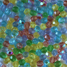 Load image into Gallery viewer, Multicoloured, Yellow, Topaz, Brown, Purple, Lilac, Lime, Clear, Blue, Green, Aqua, Czechoslovakia, Czech Republic, Czech, Faceted, Crystal, Crystal Beads, Fire-Polished, Glass, Glass Beads, Jewellery, Designs, Necklace, Bracelet, Earrings, Anklet, Boho, Vintage, 6mm,