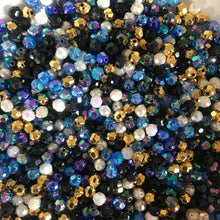 Load image into Gallery viewer, Plastic, Beads, Multicoloured, Mixed, Assorted, Collection, Taiwan, Asian, Transparent, Black, Whitby Jet, Jet Black, Black Knight, Charcoal, Silver, Purple, Blackberry, Violet, Fuchsia, Gold,  Aqua, Baby Blue, Azure, Pale Turquoise, Aquamarine, Rosaries, Suncatchers, Bead Curtains, Jewellery, Key Rings, Necklaces, Bracelets, Art Projects, Counting, Teaching,