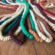 Load image into Gallery viewer, : India, Beads, Statement Jewellery, Collection, Bone, Cow Bone, Dyed, Emerald, Beige, Chestnut, White, Burnt Red, Fawn, Natural, Brown, Dark Red, Brown, Recycled, Ethnic, Tribal, Boho, Asia, Thailand, Borneo, Indonesia, China, Costume Jewellery, Craft, Art, Teaching, Counting, Projects, Saucer Discs, Washers, Flat Discs, Spacer Beads, Indian, Rondells, Button Beads,