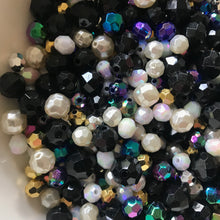 Load image into Gallery viewer, Plastic, Beads, Multicoloured, Mixed, Assorted, Collection, Taiwan, Asian, Transparent, Black, Whitby Jet, Jet Black, Black Knight, Charcoal, Silver, Purple, Blackberry, Violet, Fuchsia, Gold,  Aqua, Baby Blue, Azure, Pale Turquoise, Aquamarine, Rosaries, Suncatchers, Bead Curtains, Jewellery, Key Rings, Necklaces, Bracelets, Art Projects, Counting, Teaching,