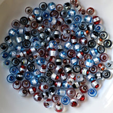 Load image into Gallery viewer, Silver Foil, Red, Blue, Silver, Glass, Clear, Round, Indian, Jewellery, Suncatchers, Bead Curtains, Earrings, Necklaces, Bracelets, Assorted, Multicolour, Collection, Beads,