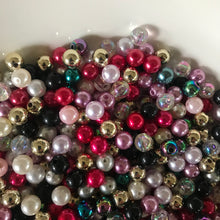 Load image into Gallery viewer, Plastic, Pearls, Gold, Green AB, Clear, Red, Pink, Purple, Lilac, White, Black, Teal,  Rosaries, Suncatchers, Bead Curtains, Jewellery, Key Rings, Necklaces, Bracelets, Art Projects, Counting, Teaching, Nippers, Taiwan, Asia, Plastic Pearl, Worldwide,