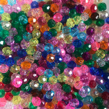 Load image into Gallery viewer, Plastic, Beads, Multicoloured, Mixed, Assorted, Collection, Taiwan, Asian, Transparent, Yellow, Pink, Crystal, Purple, Blue, Green, Orange, Rosaries, Suncatchers, Bead Curtains, Jewellery, Key Rings, Necklaces, Bracelets, Art Projects, Counting, Teaching,