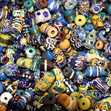 Load image into Gallery viewer, Africa, Nigeria, Ghana, Sandcast, Glass, Recycled, Yoruba, Krobo, Bottles, Old, Jars, Ethnic, Tribal, Statement, Jewellery, Necklaces, Bracelets, Boho, Cassava, Molds, Clay, Kiln, Mortar, Pestle, Wood-Burning, Leg Bangles, Collection, Mix, West Africa, Multicoloured,