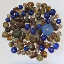 Load image into Gallery viewer, Africa, Nigeria, Ghana, Sandcast, Glass, Recycled, Yoruba, Krobo, Bottles, Old, Jars, Ethnic, Tribal, Statement, Jewellery, Necklaces, Bracelets, Boho, Cassava, Molds, Clay, Kiln, Mortar, Pestle, Wood-Burning, Leg Bangles, Collection, Mix, West Africa, Multicoloured, Brown, Topaz, Clear, Blue, Olive, Green,