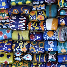 Load image into Gallery viewer, Africa, Nigeria, Ghana, Sandcast, Glass, Recycled, Yoruba, Krobo, Bottles, Old, Jars, Ethnic, Tribal, Statement, Jewellery, Necklaces, Bracelets, Boho, Cassava, Molds, Clay, Kilns, Mortar, Pestle, Wood-Burning, Leg Bangles, Collection, Mix, West Africa,