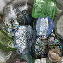 Load image into Gallery viewer, Arctic Chill, Chunky Beads, Glass, 2 Kilo, Two Kilogram, Colourful, Indian Silver Foil Beads, Silver Foil, Collections, Diamonds, Cubes, Hearts, Drops, Round, Tabular, Oval, Bicones, Cylinders, Slabs, Round, Gourds, Twists, Jewellery, Pale Blue, Silver, Green, Clear, Silver Grey, Charcoal, Suncatchers, Bead Curtain, Indian, Beads, Statement, Gold, Speckled,