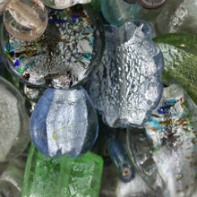 Load image into Gallery viewer, Arctic Chill, Chunky Beads, Glass, 2 Kilo, Two Kilogram, Colourful, Indian Silver Foil Beads, Silver Foil, Collections, Diamonds, Cubes, Hearts, Drops, Round, Tabular, Oval, Bicones, Cylinders, Slabs, Round, Gourds, Twists, Jewellery, Pale Blue, Silver, Green, Clear, Silver Grey, Charcoal, Suncatchers, Bead Curtain, Indian, Beads, Statement, Gold, Speckled,