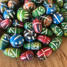 Load image into Gallery viewer, Terracotta, Handmade, Thailand, Asia, Clay, Hand-Painted, Cubes, Rounds, Drops, Cylinders, Ovals, Tubes, Tiles, Tabular, Multicoloured, Necklaces, Bracelets, Earrings, Jewellery-Making,