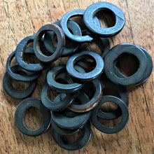 Load image into Gallery viewer, India, Beads, Jewellery Making, Collection, Necklace, Bracelet, Dyed, Water Buffalo, Bone, Buffalo, Asia, Thailand, Borneo, Indonesia, China, Choker, Boho, Ankle Bangle, Costume Jewellery, Craft, Art, Projects, North America, Indian-Style, Vintage, Tribal, Tribal Jewellery, Cow, Goats, Camels, Hand-Carved, Rustic, Twin-Holed, Dark Brown, Hoop Rings,