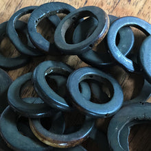 Load image into Gallery viewer, India, Beads, Jewellery Making, Collection, Necklace, Bracelet, Dyed, Water Buffalo, Bone, Buffalo, Asia, Thailand, Borneo, Indonesia, China, Choker, Boho, Ankle Bangle, Costume Jewellery, Craft, Art, Projects, North America, Indian-Style, Vintage, Tribal, Tribal Jewellery, Cow, Goats, Camels, Hand-Carved, Rustic, Twin-Holed, Dark Brown, Hoop Rings,