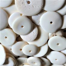 Load image into Gallery viewer, India, Beads, Jewellery Making, Collection, Necklace, Dyed, Bracelet, Black, Water Buffalo, Bone, Buffalo, Asia, Thailand, Borneo, Indonesia, China, Costume Jewellery, Craft, Art, Projects, White, Saucer Discs,