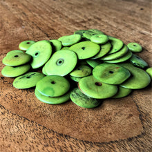 Load image into Gallery viewer, India, Beads, Jewellery Making, Collection, Necklace, Dyed, Bracelet, Black, Water Buffalo, Bone, Buffalo, Asia, Thailand, Borneo, Indonesia, China, Costume Jewellery, Craft, Art, Green, Projects, Sea Lime Green, Saucer Discs, Lime,