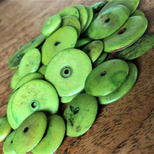 Load image into Gallery viewer, India, Beads, Jewellery Making, Collection, Necklace, Dyed, Bracelet, Black, Water Buffalo, Bone, Buffalo, Asia, Thailand, Borneo, Indonesia, China, Costume Jewellery, Craft, Art, Green, Projects, Sea Lime Green, Saucer Discs, Lime,
