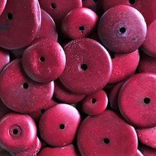 Load image into Gallery viewer, India, Beads, Jewellery Making, Collection, Necklace, Dyed, Bracelet, Black, Water Buffalo, Bone, Buffalo, Asia, Thailand, Borneo, Indonesia, China, Costume Jewellery, Craft, Art, Siam, Projects, Dark Siam Red, Saucer Discs, Red,