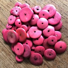 Load image into Gallery viewer, India, Beads, Jewellery Making, Collection, Necklace, Dyed, Bracelet, Black, Water Buffalo, Bone, Buffalo, Asia, Thailand, Borneo, Indonesia, China, Costume Jewellery, Craft, Art, Pink, Projects, Dark Pink, Saucer Discs,