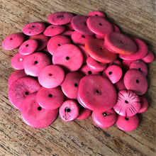 Load image into Gallery viewer, India, Beads, Jewellery Making, Collection, Necklace, Dyed, Bracelet, Black, Water Buffalo, Bone, Buffalo, Asia, Thailand, Borneo, Indonesia, China, Costume Jewellery, Craft, Art, Pink, Projects, Dark Pink, Saucer Discs,