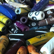 Load image into Gallery viewer, India, Beads, Jewellery Making, Africa, Ethnic, Batik, Collection, Necklace, Bracelet, Dyed, Water Buffalo, Bone, Buffalo, Asia, Thailand, Borneo, Indonesia, China, Hair Pipes, Choker, Boho, Ankle Bangle, Costume Jewellery, Craft, Art, Projects, North America, Horn, Black, Brown, African Inspired, Indian-Style, Vintage, Tribal, Cylinder, Pipes, Tribal Jewellery, Kenya, Nigeria, Ghana, Cow, Goats, Camels, Hand-Carved, Tubes, Beige, Purple, Three-Dot,
