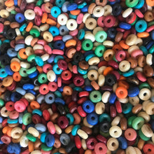 Load image into Gallery viewer, : India, Beads, Statement Jewellery, Collection, Bone, Dyed, White, Pink, Blue, Beige, Chestnut, Natural, Roan, Turquoise, Black, Fawn, Emerald, Light Blue, Pale Green, Brown, Dark Red, Recycled, Ethnic, Tribal, Boho, Asia, Thailand, Borneo, Indonesia, China, Costume Jewellery, Craft, Art, Teaching, Counting, Projects, Saucer Discs, Washers, Flat Discs, Spacer Beads, Indian, Rondells, Button Beads,
