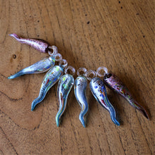 Load image into Gallery viewer, Chillies, Icicles, Glass, Murano-Style, Silver Foil, Pendant, Necklace, Multicoloured, Collection, Ribbon, Chain, Leather, Czechoslovakian,