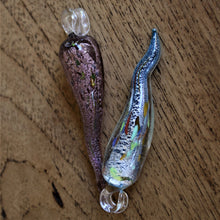 Load image into Gallery viewer, Chillies, Icicles, Glass, Murano-Style, Silver Foil, Pendant, Necklace, Multicoloured, Collection, Ribbon, Chain, Leather, Czechoslovakian,