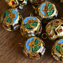Load image into Gallery viewer, Brass, Bells, Chinese, Lantern, Bail, Lightweight, Necklace, Earrings, Suncatcher, Beaded, Great Wall of China, Painted,