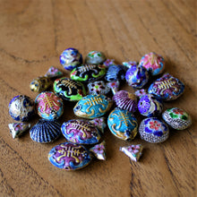 Load image into Gallery viewer, Enamel, Chinese, Enamel, Vintage, Earrings, Pendants, Necklace, Bracelets, Scallop, Shields, Heart, Ovals, Lady Birds, Balls, Leather, Craftline, Tigertail,