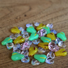 Load image into Gallery viewer, Glass, Pears, Apples, Hearts, Fruit, Wild, Green, Yellow, Pink, China, Collection, Clear,